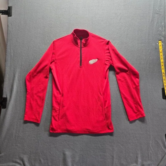 Detroit Red Wings NHL‎ Quarter Zip Pullover Shirt Men's Medium Red Performance M - Picture 2 of 9